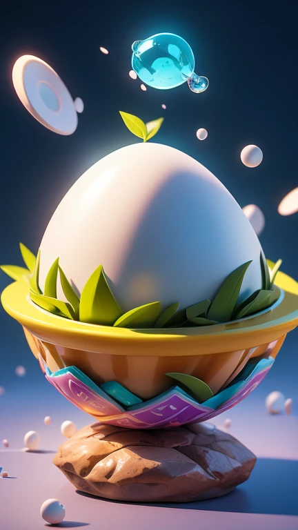 1 Monster Egg floating in the air, no base.. The image should be sharp and detailed, with beautiful colors.Exotic patterns