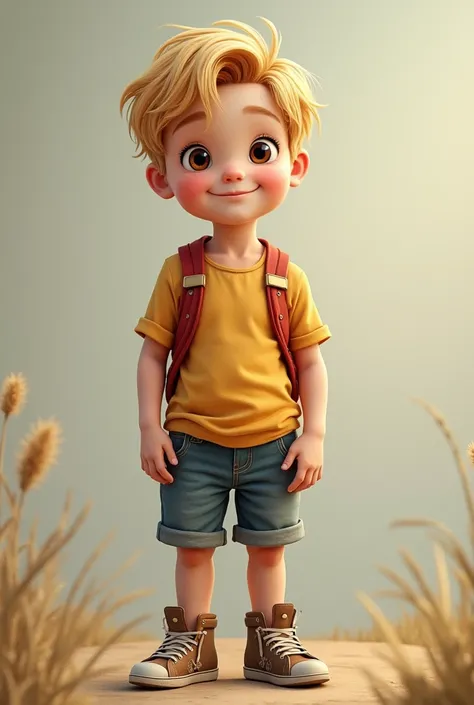 full body portrait photo of  boy, with blonde hair