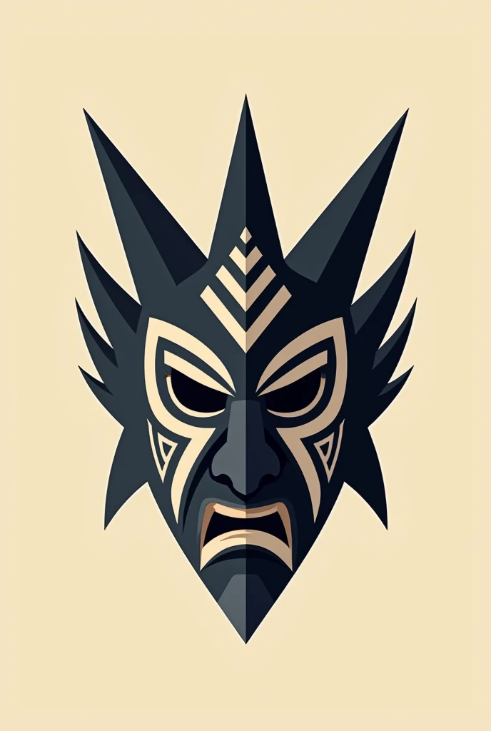 tribal mask, front view, logo, flat design
