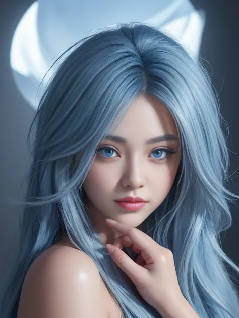 (Extremely detailed Cg Unity 8K wallpaper),(Masterpiece), (Best quality), (Ultra-detailed), (Best Illustration),(Best shadow), (Sharp eyeliner, eye shadows, Detailed eyes:1.1),, , Break, IWS2000, look at viewer, double eyelid, ash blue hair, blue eyes colo...