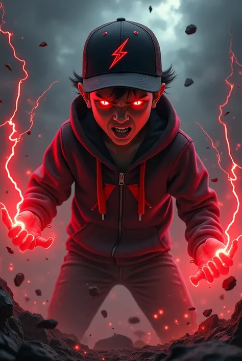 Malaysia man. real teenage age . 20 Malaysia Indonesia. (Red eyes)Glowing eyes red. Anger face. Open mouth . wearing an (black red) black red design thunder zip-up shirt. Hoodie. Black red lightning design .thunders red design shirt, (black red) red black ...