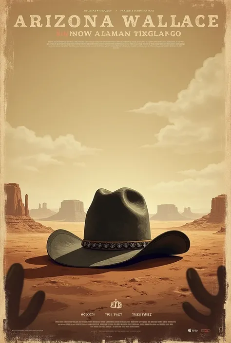 Western movie poster with only a cowboy hat in the middle but with tour dates and the name Arizona Wallace 


