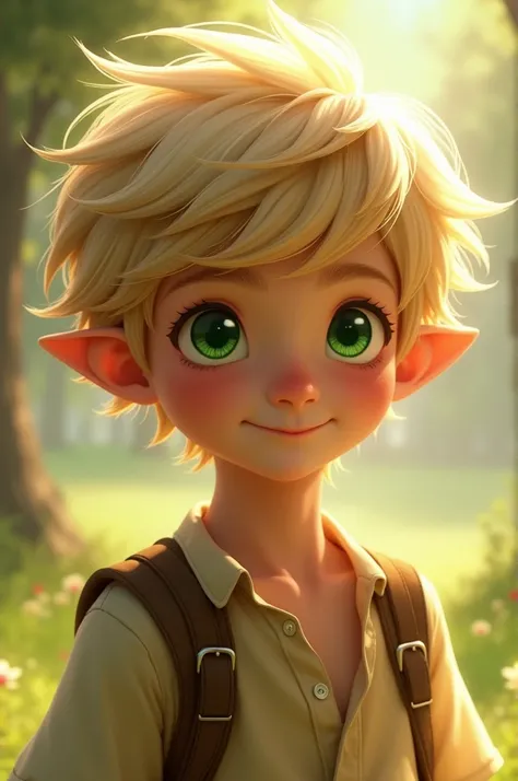 Blonde boy with green eyes