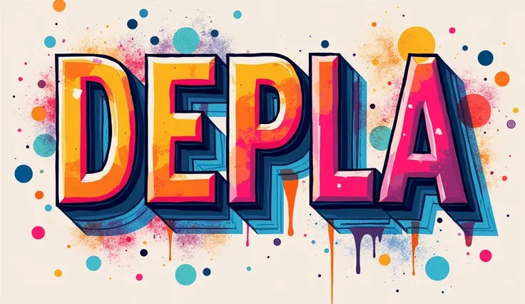 Create a poster image for a high-end fashion shop named DEPLA. The image should be designed as a Facebook cover photo, featuring the word DEPLA prominently in a stylish and vibrant font. The overall design should be youthful and energetic, reflecting a tre...