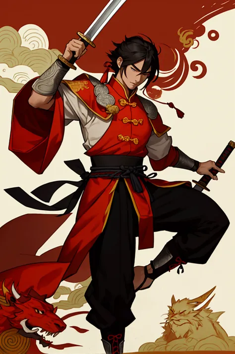 man,Chinese Warrior,holding a sword,handsome ,stand,ใส่รองเท้าChinese Warrior เห็นทั้งตัว,Cao Cao,Tall with legs and visible feet