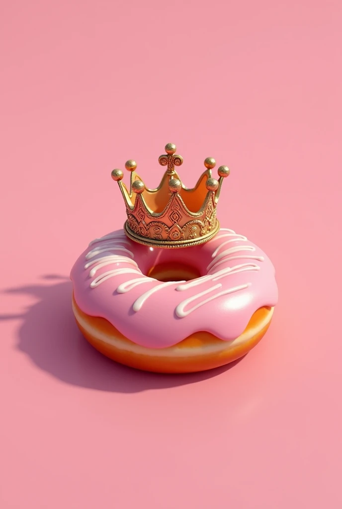 Draw me a logo of a company that deals with donuts, and its name is “King Donuts”, the background should be pink, and on the logo on top of a small crown on top of it.Hyperrealistyc