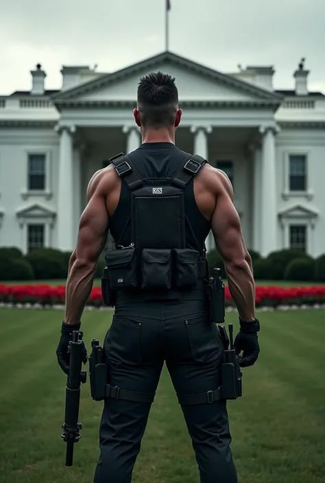 Karl urban Billy butcher character in the boys tv series he going to white house but showing back side and range one kilometer