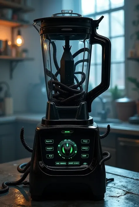 Design a blender with Venom. Use the blender as the main unit.