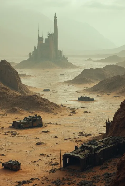 Barren lands with debris left behind after a flood.