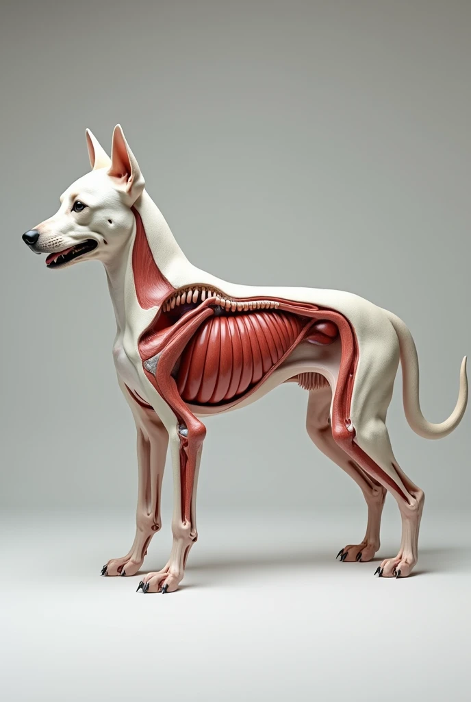 Dog in sagittal plane position: real or imaginary division that is carried out in the same way as the previous one, passing through the head, neck and trunk of the animal, but parallel to the median plane, This creates two halves, one right and one left., ...