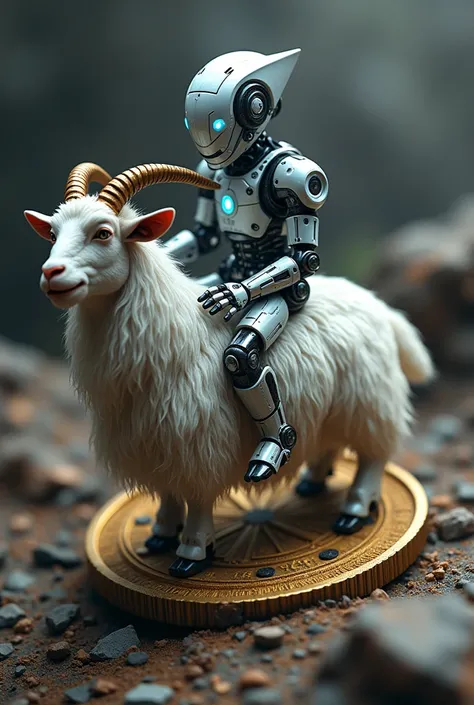 Create a crypto coin, on the coin is a bot on a goat, der Name ist Botwithgoat