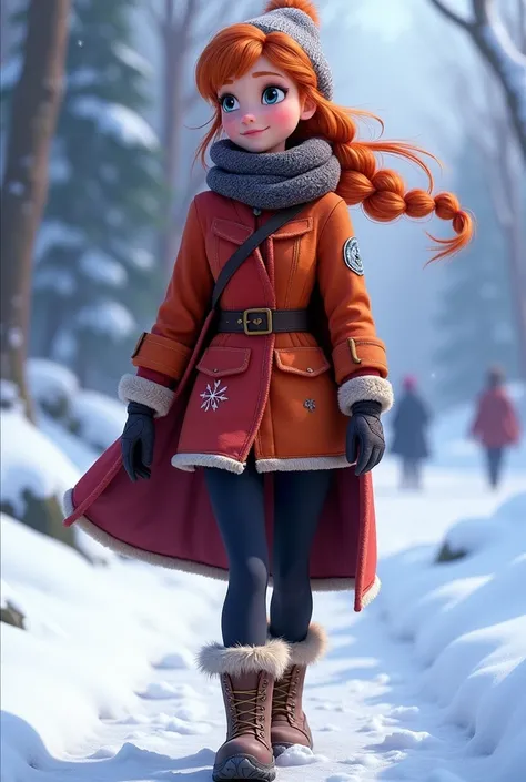 Frozen Anna character setting：
安娜身着适合冬日探险的clothing，Show her bravery、Lively and curious side。Her eyes sparkled with a desire for the unknown world，A head of red hair fluttering in the cold wind，More vibrant。

clothing：

    main body：Choose warm and flexibl...