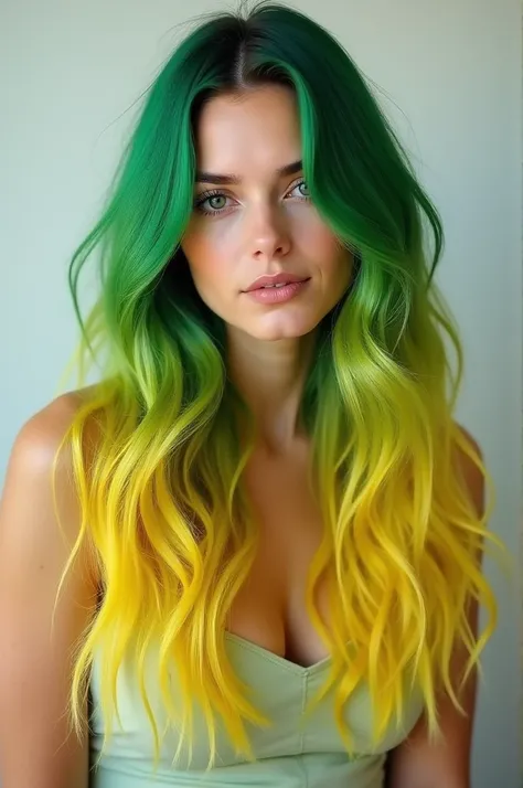 Green and yellow Ombre hair 