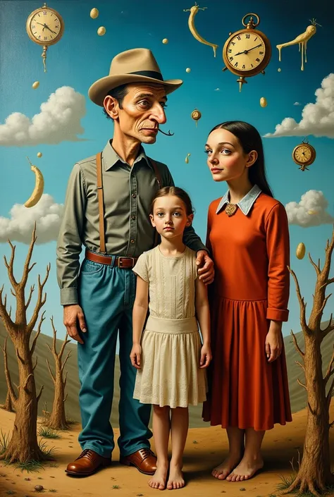 A painting of a family in the style of Salvador Dali 