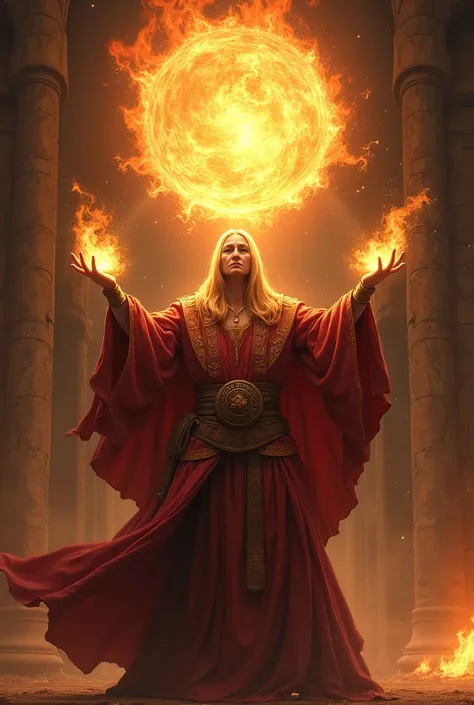 A  casting a fire ball  spell