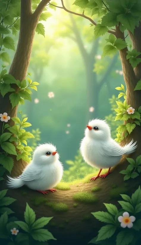  Very few, White, round, Shine, Hairy in the heart of the forest, For the story cover,Long-tailed Tit