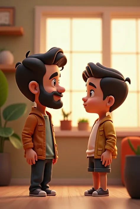 Advocate and young boy beard talk ai 3d image cartoon type 