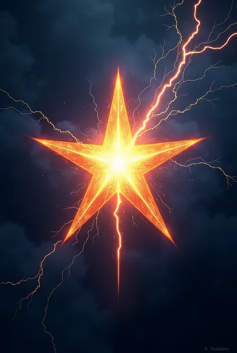 Make a symbol showing star and thunder 
