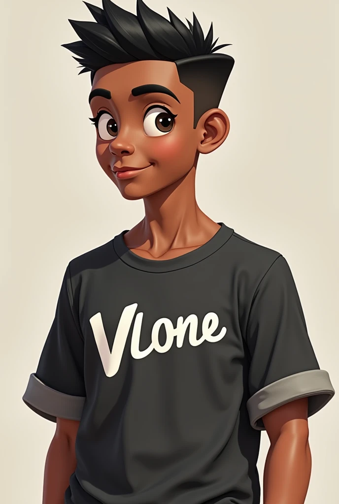 boy of .
Short black hair , and rolled up , tall and brown skinned and wearing a vlone t-shirt 
