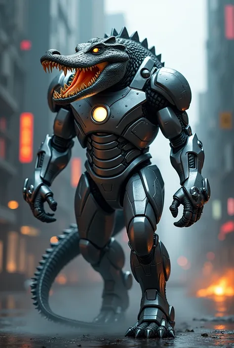 Iron man mix crocodile  face crocodile  full body 