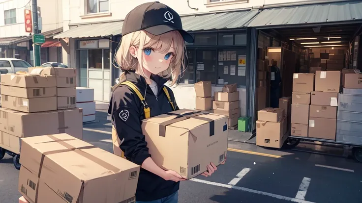 Cute light cargo delivery person