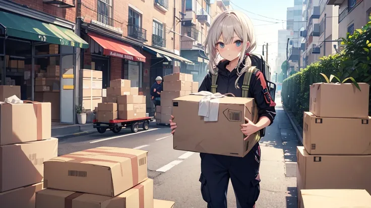 Cute light cargo delivery person