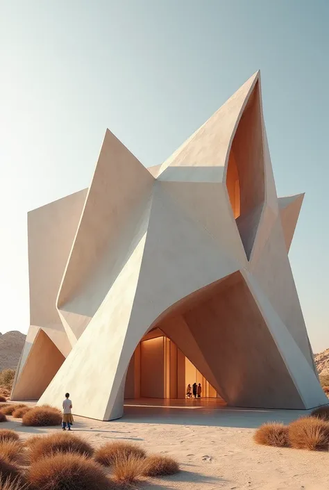 Volumetric design of an art gallery in the folding style in a hot and dry climate