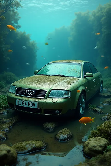 an audi a6 c5 from 2000 with registration number dj 94 mdv abandoned under water