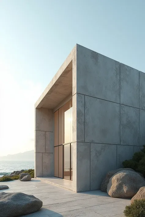 Folding art gallery volume design in fresh climate by the sea，Slate，Stone