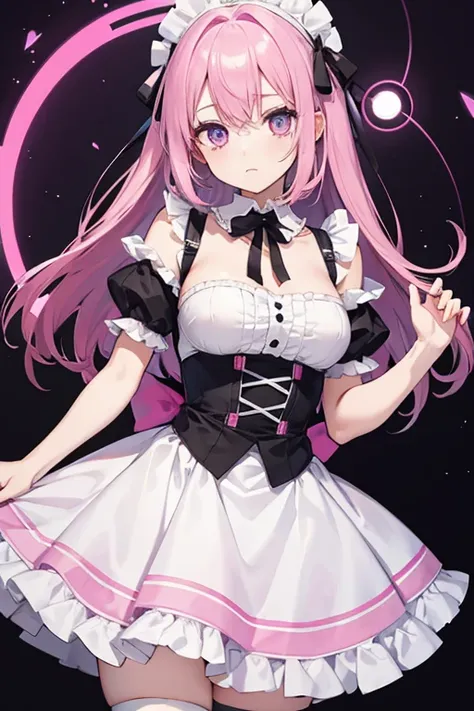 maid　hypnotism　pink hair　women　hollow eyes