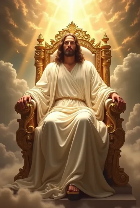 Jesus sitting on a throne in heaven