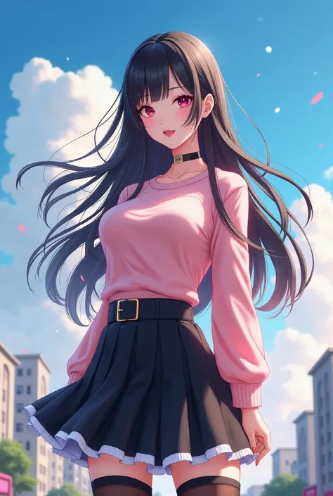 official art, masterpiece, sharp focus, (Beautiful pretty Korean woman:1.3), (beautiful cute korean:1.3), korean beauty, hair, delicate and beautiful eyes and face. ,detailed anime, ultra detailed, beautiful girl, blue sky, bright white particle, (side lig...