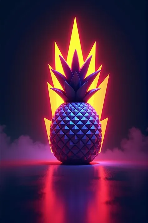 Create a pineapple-shaped IP logo with a bright light behind it