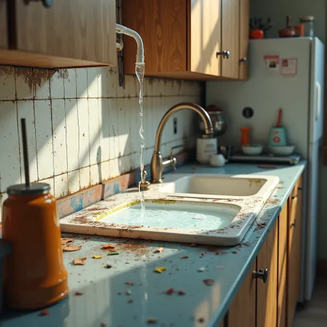 a slab leaking ,in a kitchen