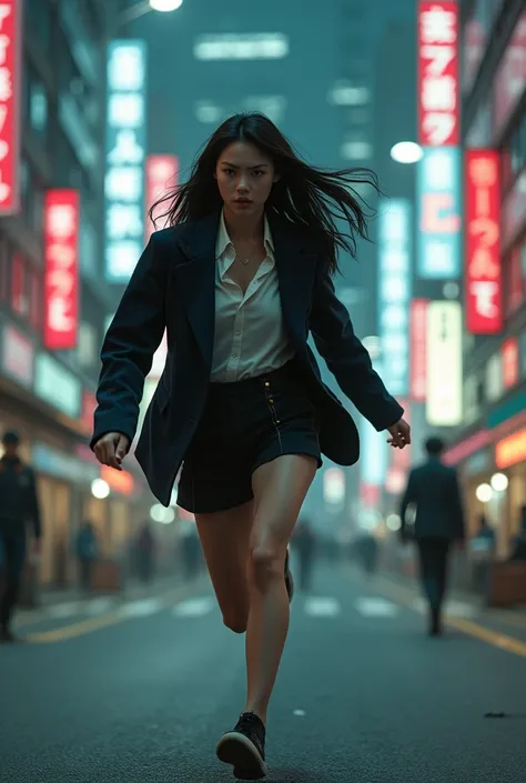 running sexy japanese woman scared by people from kill because of 3 billion as a reward 