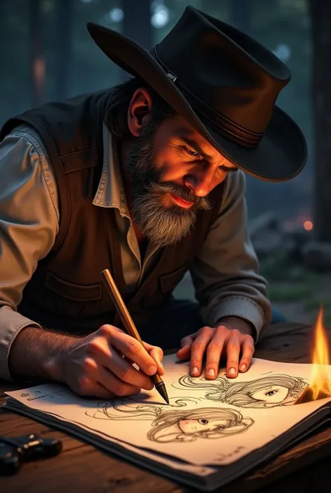 Arthur Morgan draws anime girls