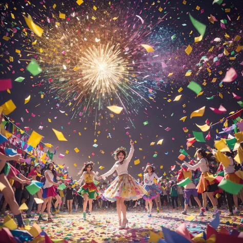 Colorful Confetti: A Scene of Joy and Celebration in Ultra-Detailed, High Definition

Amidst the lively and ecstatic atmosphere, vibrant confetti flutters in the crisp air, dancing gracefully in the soft, warm sunlight. The confetti, a myriad of colors, in...