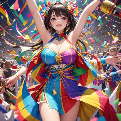 Colorful Confetti: A Scene of Joy and Celebration in Ultra-Detailed, High Definition

Amidst the lively and ecstatic atmosphere, vibrant confetti flutters in the crisp air, dancing gracefully in the soft, warm sunlight. The confetti, a myriad of colors, in...