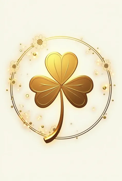 Golden clover leaf logo design, looks attractive, white and gold tones. There is a faint blur of golden light, written with the word lucky thai massage(circular picture)(High Quality)(Professional Logo Designer)