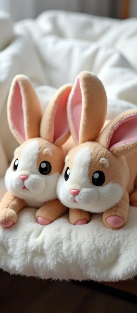  Create adorable bunny slippers that are missing an ear and are almost realistic. 😊 On one of the slippers, a bunny is missing an ear to create a unique model just like in the image I gave you as an example. 