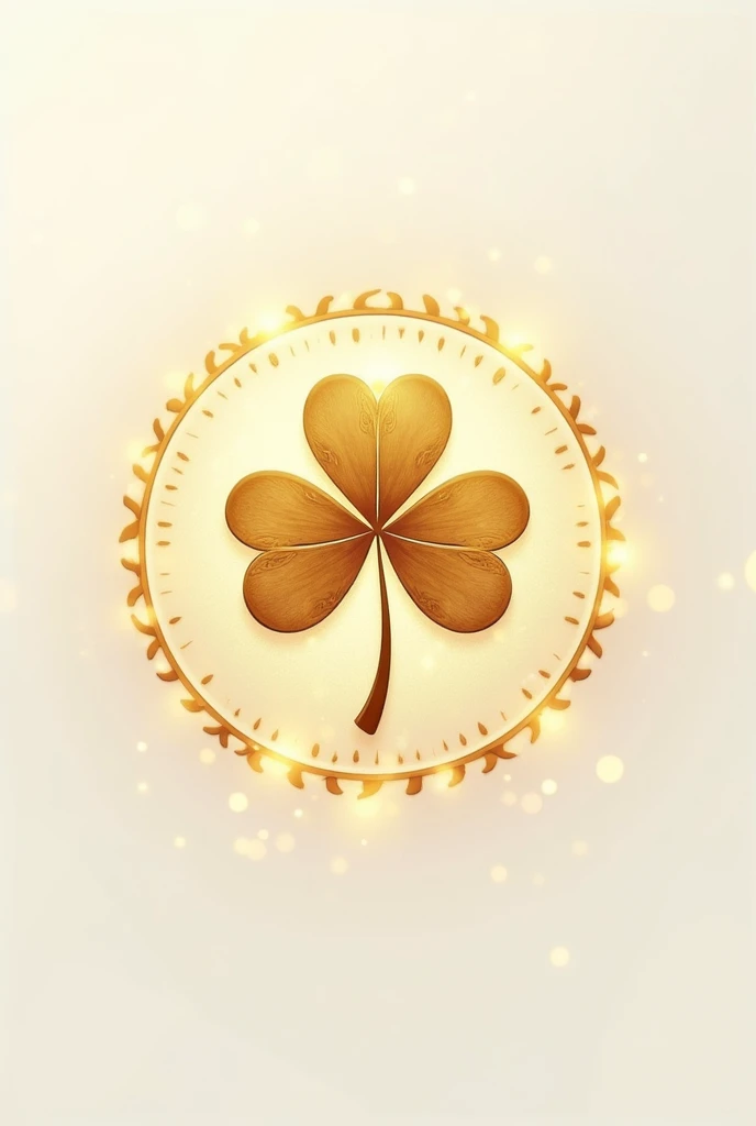 Golden clover leaf logo design, looks attractive, white and gold tones. There is a faint blur of golden light, (written with the word lucky thai massage),(circular picture)(High Quality)(Professional Logo Designer)