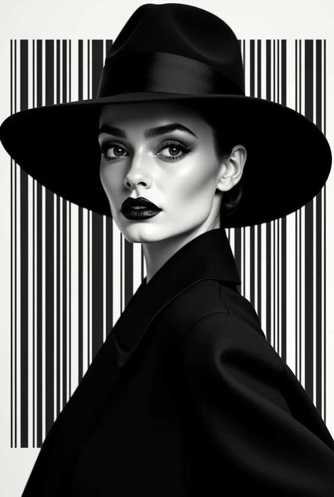 A magazine of elegance and glamour a girl with elegant hat black and white barcode generates the subtitles 