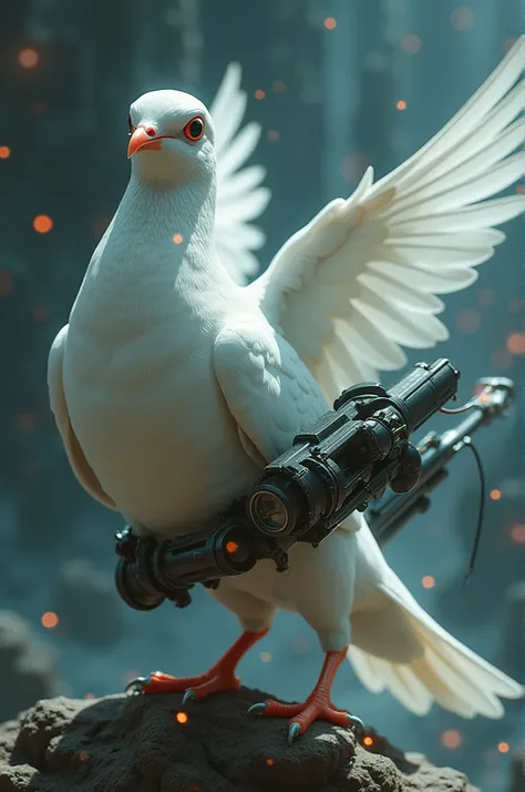 Dove with an alien weapon