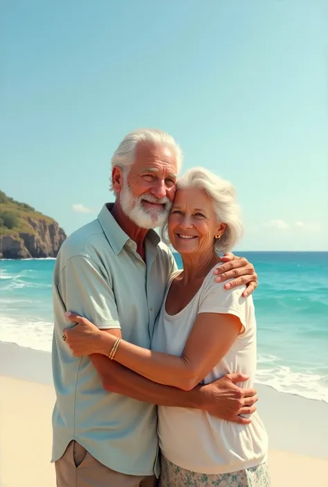 OLD COUPLE in love on a beach
