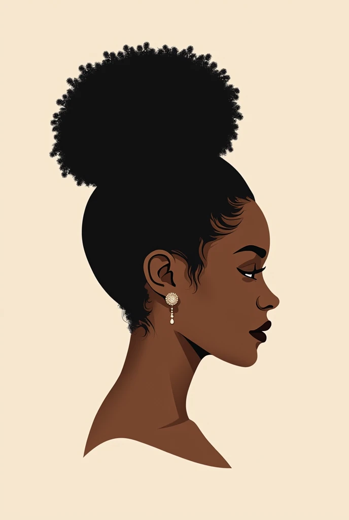 a vector of just a curly afro puff tied in a bun, without the person facing forward
