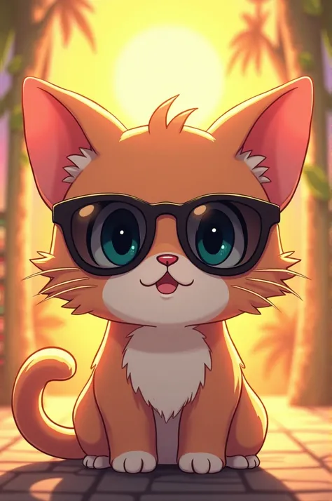 Puar from dragon ball, with sun glasses, anime cat