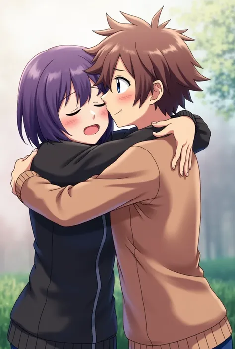 Kyoka jiro hugging denki kaminari from boku no hero