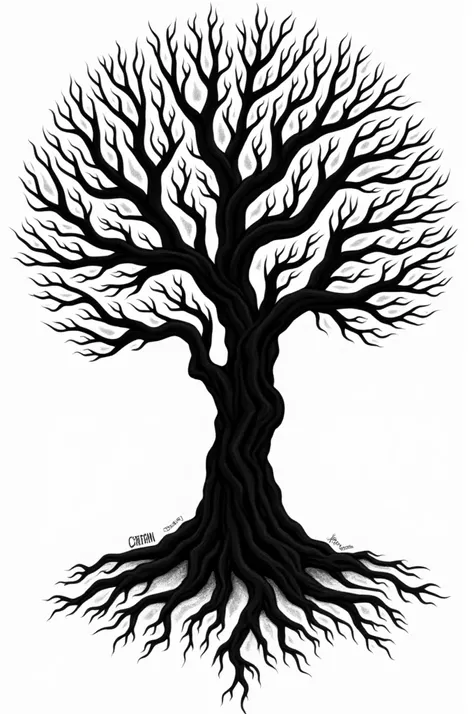 Can you make me the world tree for an iPhone wallpaper in an artistic way in black and white That looks like a yggdrasil tattoo