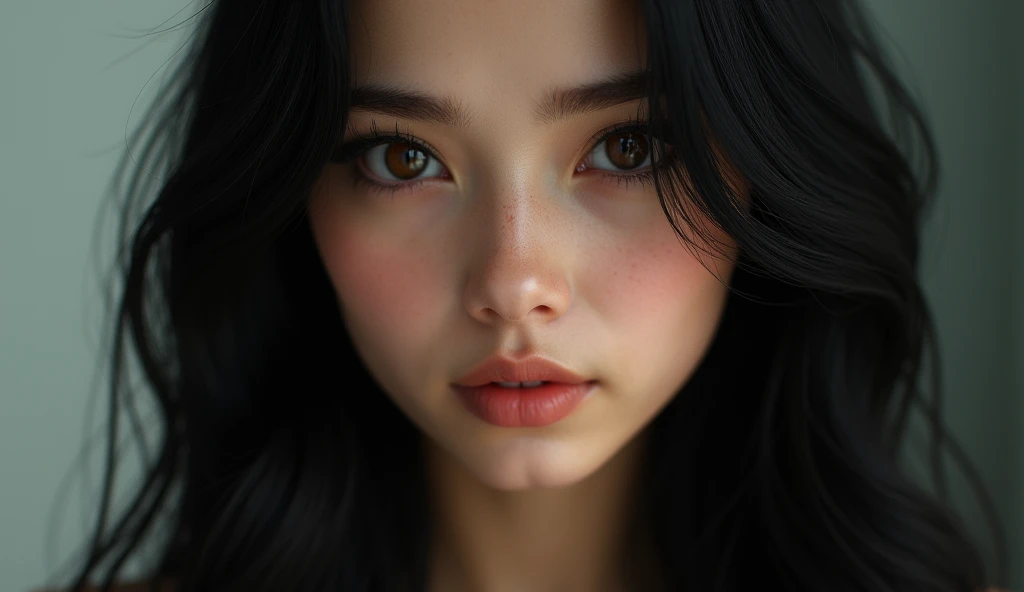 beautfull woman , the woman has long black hair, eyes browns, realistic and detailed face, age 25, highly realistic 4k model, realistic and detailed faces