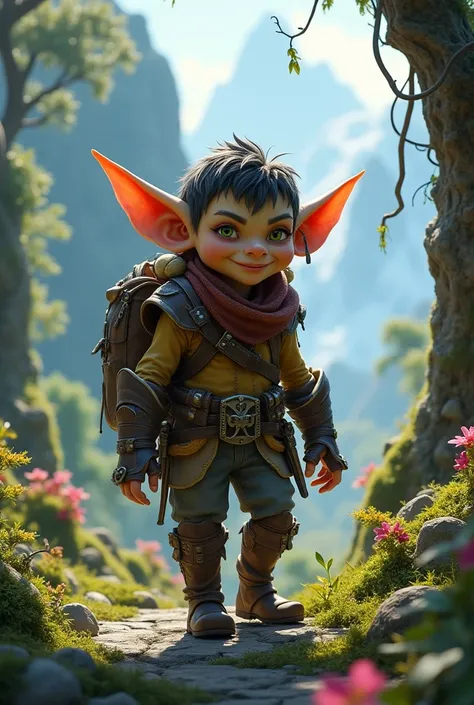 Character for a fantasy video game in which the character is a 17-year-old adult humanoid goblin adventurer 